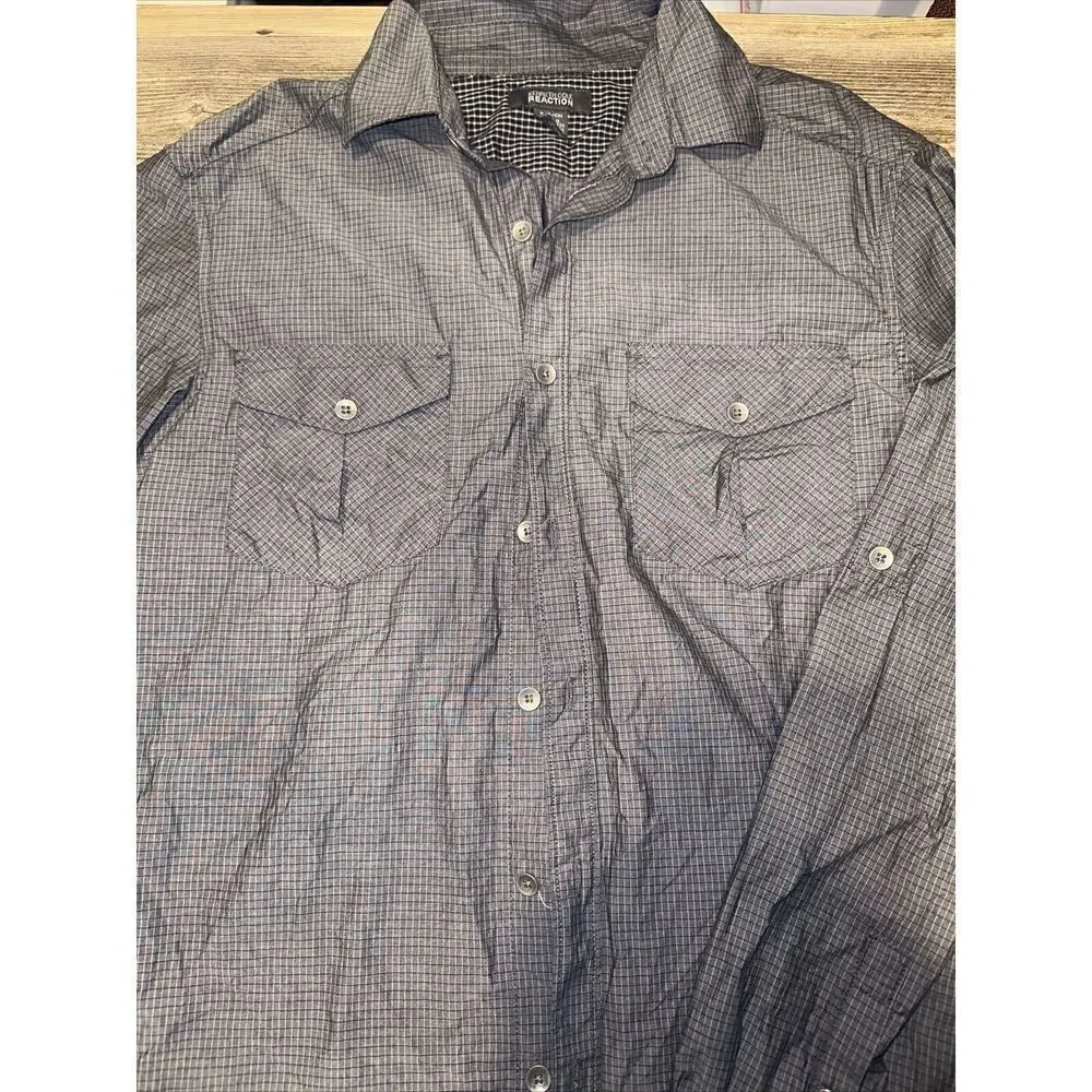 Kenneth Cole Reaction Men's Long Sleeve Shirt Gray Stripes Size Small. NWOT - Picture 3 of 5